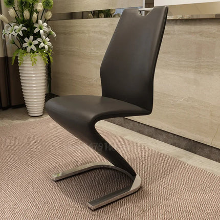 Z Harmony PU Leather Dining Chairs (2-Piece Set) | Modern Minimalist Z-Shape Iron Frame Chairs for Dining & Living Rooms | Soft Comfort Meets Contemporary Elegance