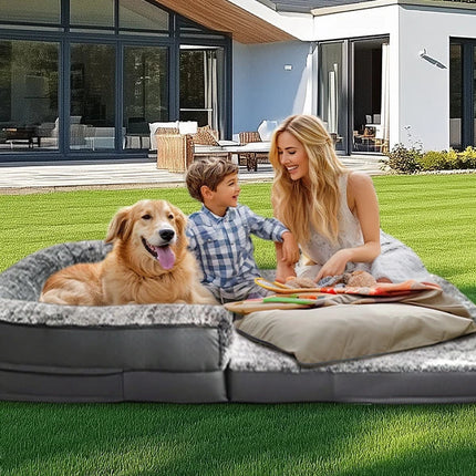 Foldable Human Dog Bed – 2-in-1 Calming Plush Sofa Lounge for Adults & Pets (Washable, Waterproof, Weighted Comfort)