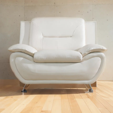 Elegant Compact Sofa for Small Spaces - Beautiful Seams, Long - Lasting Quality in White Faux Leather