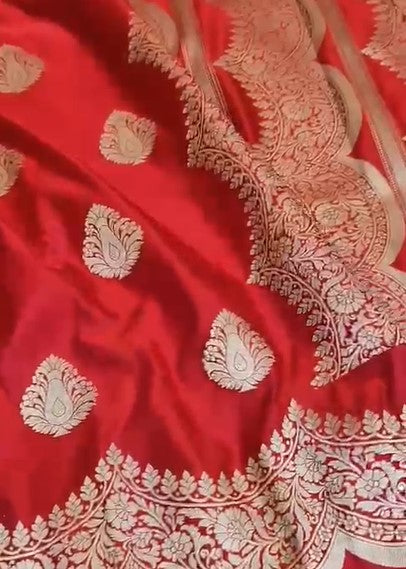 Excellent Pure Banarasi Katan Mashru Satin Silk Saree