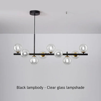 Modern Glass Ball Ceiling Chandelier | Elegant Golden Black Pendant Light For Dining Room, Kitchen Island & Living Spaces