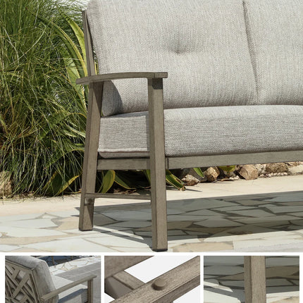 Seehill Limed Oak 3-Seater Outdoor Sectional Sofa – Modern Aluminum Patio Set for Garden, Lawn & Terrace Bliss