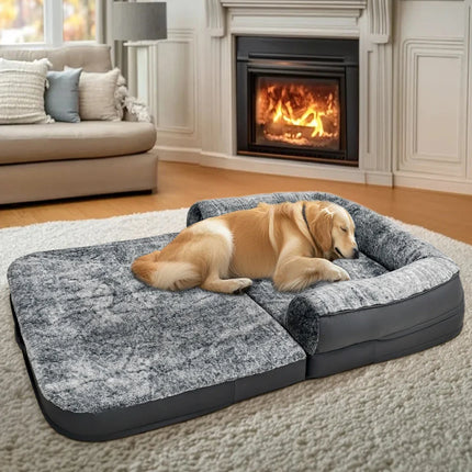 Foldable Human Dog Bed – 2-in-1 Calming Plush Sofa Lounge for Adults & Pets (Washable, Waterproof, Weighted Comfort)