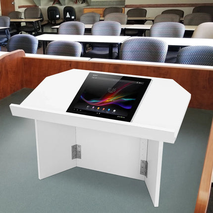 The House Of Bonney Foldable Tabletop Podium – Portable White Lectern Desk For Teachers, Churches & Home Presentations
