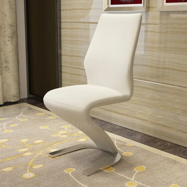 Z Harmony PU Leather Dining Chairs (2-Piece Set) | Modern Minimalist Z-Shape Iron Frame Chairs for Dining & Living Rooms | Soft Comfort Meets Contemporary Elegance