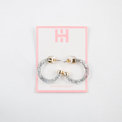 Mini Hoops - Silver Glitter
