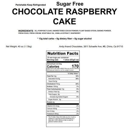 Andy Anand Sugar Free Raspberry Chocolate Truffle Cake 9" with Real Chocolate Truffles: Amazing Freshly Baked Cakes For Sale,  Creamy, Moist & Delectable - 2.8 lbs
