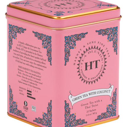 Green Tea with Coconut, HT Tin of 20 Tea Sachets