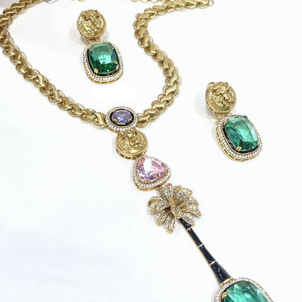 Exclusive Designer Sabya Sachi Inspired Fusion Stone Necklace Set