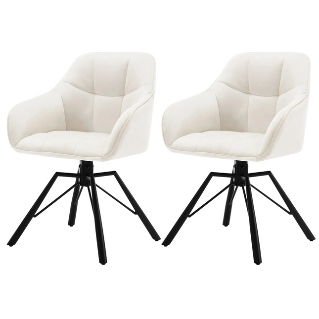 VelvetWhirl Comfort Dining Duo – 2PCS Swivel Upholstered Armchair Set for Kitchen & Living Harmony