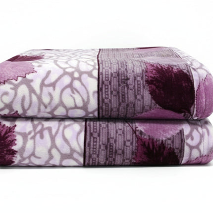 DaDa Bedding Orchid Blossoms Striped Floral Lavender Plush Fleece Flannel Throw Blanket (XY9833)