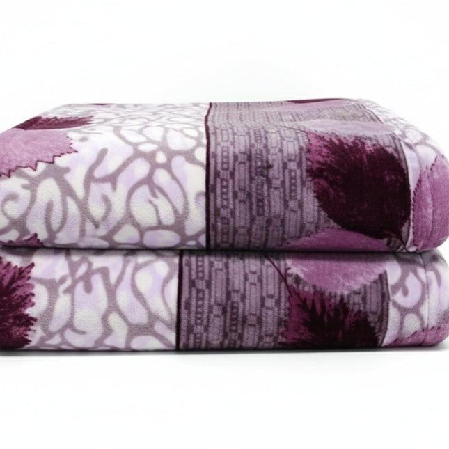 DaDa Bedding Orchid Blossoms Striped Floral Lavender Plush Fleece Flannel Throw Blanket (XY9833)