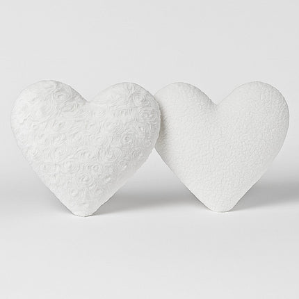 DaDa Bedding White Luxury Roses Romantic Plush Stuffed Heart Throw Pillow - 16” x 14”