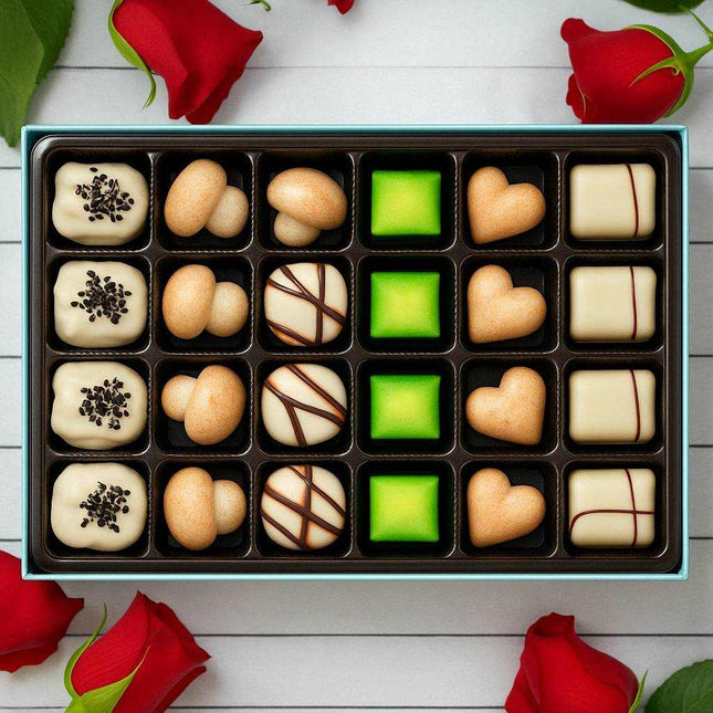Andy Anand 24 Pc Premium Belgian White Chocolate Truffles – Gourmet Ganache Filled Luxury Gift Box, Crafted with 60% Chocolate (Cocoa Butter)