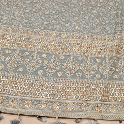 Exclusive Chikankari Georgette Fabric With Gota Patti Hand Work Saree
