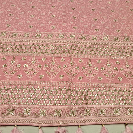 Exclusive Chikankari Georgette Fabric With Gota Patti Hand Work Saree