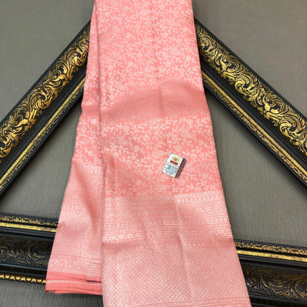 Beautiful Pink Pure Kanjivaram Silk Saree