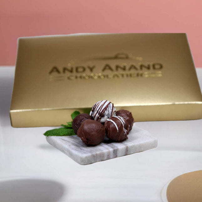 Andy Anand Belgian Chocolate Truffles – 16 Pc Rum, Irish Cream & Kahlua, Gift Box for Him, Perfect Occasion Treat, Made with 60% Chocolate (Cocoa Butter)