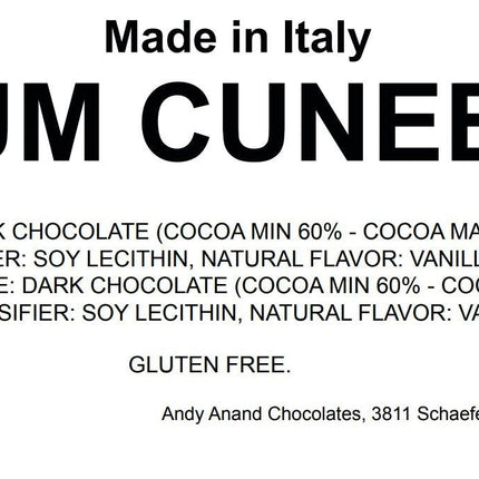 Andy Anand Dark Italian Rum Cuneesi Chocolate Truffles – 20 Pc Gift Box, Imported Gourmet Treats, 60% Cocoa Butter.