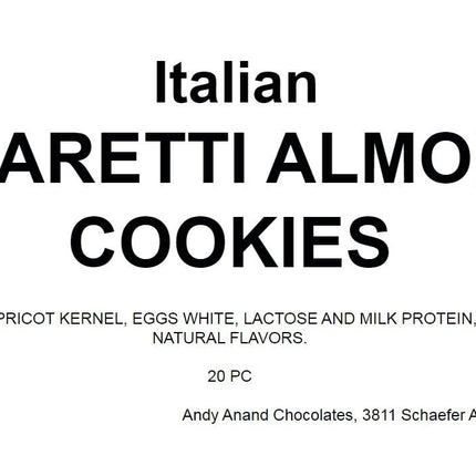 Andy Anand 20 pcs Italian Amaretti Almond Cookies, Chocolate, Peach, Orange. 8 flavors, Baked in Italy, Italian Tradition: Freshly Baked Amaretti Biscuits