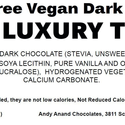 Andy Anand 24 pcs Sugar Free Vegan Dark Chocolate Truffles – 60% Chocolate (Cocoa Butter), Dairy Free, Soy Free, Sesame Free, Gift Boxed
