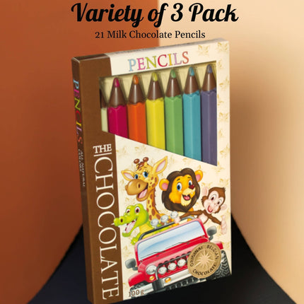 Andy Anand Milk Chocolate Crayon Boxes, 3-Pack (21 Pcs) – Fun Kids’ Treats Made with 60% Chocolate (Cocoa Butter), Perfect Gift Box for Special Occasions