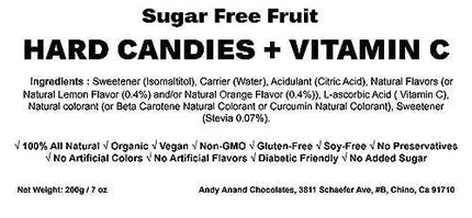 Andy Anand Chocolatier Sugar Free Fruit Candies - Mixed Fruit Hard Candy - Made in Europe, Gluten Free, Individually Wrapped, Stevia Sweetened, Low Calorie Snacks Fruity (80 Pcs, 7 Oz)