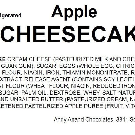 Andy Anand Apple Cheesecake 9" - Made in Traditional Way - Freshly Baked With Love Homemade Style, Cheesecake Near Me Bakery (2.6 lbs)