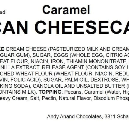 Andy Anand Caramel Pecan Cheesecake 9" | Freshly Baked, All-Natural Homemade Style Cheesecake Near Me Bakery (2.8 lbs)