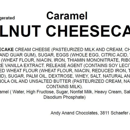 Andy Anand Caramel Walnut Cheesecake 9" - Made Fresh in Traditional Way, Cheesecake Near Me Delivery with Real Home Made Taste (2.6 lbs)