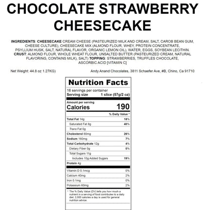 Andy Anand Chocolate Strawberry Cheesecake 9" with Real Chocolate Truffles: Cheese Cake Delivered  Home Made  (2.8 lbs)