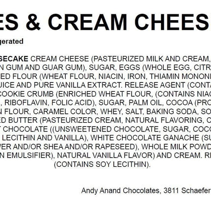 Andy Anand Cookies and Cream Cheesecake 9" - Made in Traditional Way - Freshly Baked Birthday Best Cheesecake in Ny Style (2 lbs)