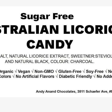 Andy Anand Chocolatier Sugar Free Australian Licorice Hard Candy - Made in Europe Naturally Sweetened with Stevia, Individually Wrapped Licorice With No Artificial Flavors (7 Oz)