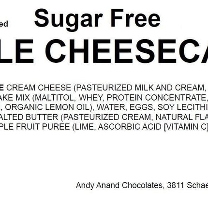 Andy Anand Delicious Sugar Free Gluten Free Apple Cheesecake 9" - Daily Baked, Ready To Serve, Best Cheese Cake Near Me For Celebrations & Dessert Lovers (2.6 lbs)