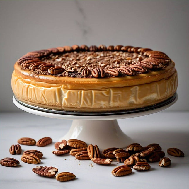 Andy Anand Delicious Sugar Free Caramel Pecan Cheesecake 9" - All Natural Ingredients, Best Heavenly Creamy Sugar free Cheesecake Near Me For Celebrations & Dessert Lovers (2.8 lbs)