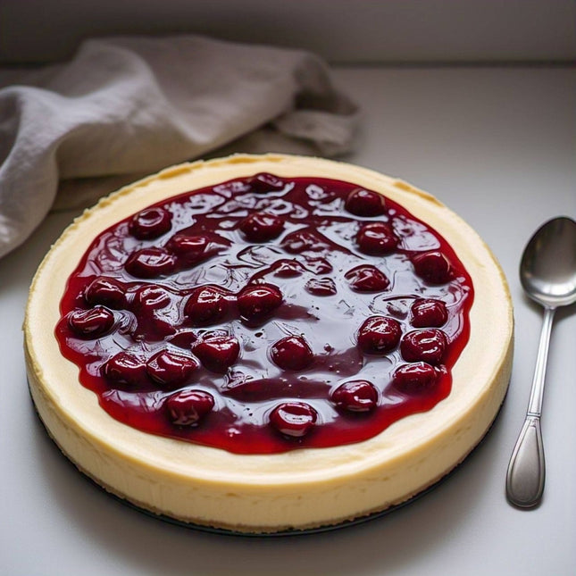Andy Anand Delicious Sugar Free Gluten Free Cherry Cheesecake 9"- Freshly Baked, Best Cheese Cake Near Me For Celebrations & Dessert Lovers (3.4 lbs)