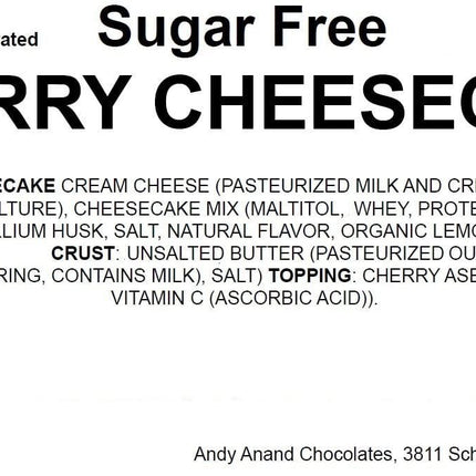 Andy Anand Delicious Sugar Free Gluten Free Cherry Cheesecake 9"- Freshly Baked, Best Cheese Cake Near Me For Celebrations & Dessert Lovers (3.4 lbs)