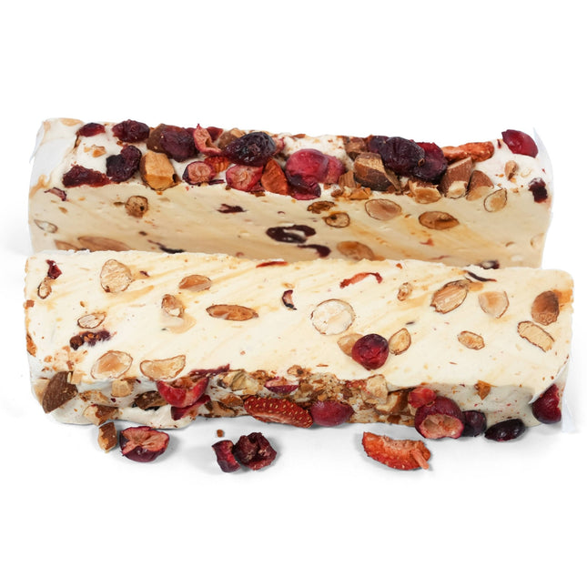 Andy Anand Deliciously Divine Red Fruit Almond Nougat - Brittle Nougat Turron with Wildflower Honey - European Turron Candy - A Traditional Spanish Treat & Sweet Delights – 7 Oz