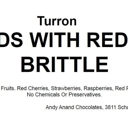 Andy Anand Deliciously Divine Red Fruit Almond Nougat - Brittle Nougat Turron with Wildflower Honey - European Turron Candy - A Traditional Spanish Treat & Sweet Delights – 7 Oz