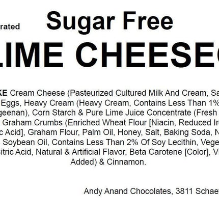 Andy Anand Sugar Free Key Lime Cheesecake - Freshly Baked Without Preservatives, Best Cheese Cake Near Me For Celebrations & Dessert Lovers (2 Lbs)
