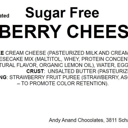 Andy Anand Sugar Free Gluten Free Strawberry Cheesecake 9" - No Preservatives or Chemicals, Creamily Topped, Best Cheesecake Near Me For Celebrations & Dessert Lovers (3.4 lbs)
