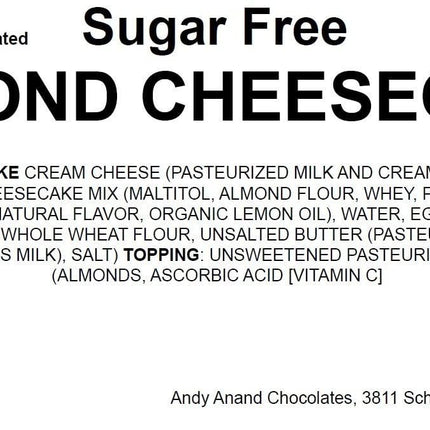 Andy Anand Indulgent Sugar Free Almond Cheesecake - Delicious-Amazing Freshly Baked, Best Cheesecake Near Me For Birthday, Anniversary Celebrations & Dessert Lovers (2.6 lbs)