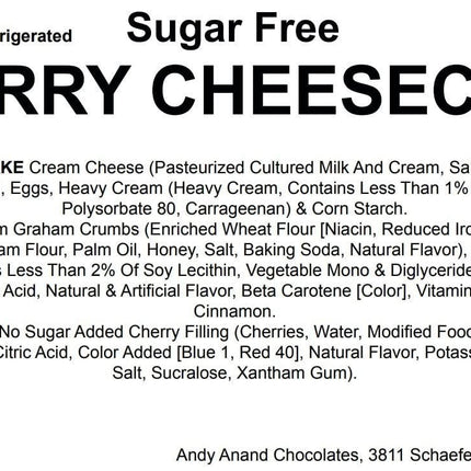 Andy Anand Sugar Free Cherry Cheesecake - Deliciously Indulgent, Best Cheese Cake Near Me For Wedding Anniversary Celebrations & Dessert Lovers (3.4 lbs)