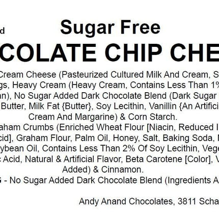 Andy Anand Sugar Free Cheesecake , 9" - Fresh California Cream Cheese, Diabetic-Friendly, Handmade & Slow-Baked for Creamy Texture, No Artificial Preservatives