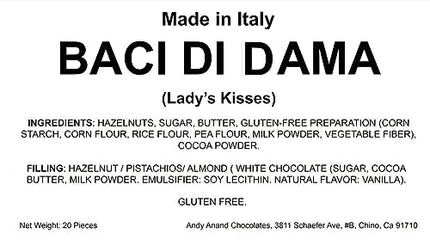 Andy Anand Deliciously Italian Authentic Baci Di Dama Cookies (Lady’s Kisses) 20 Pcs , Gluten Free, Made In Italy, Baci Di Dama: The Italian Cookies That Will Steal Your Heart