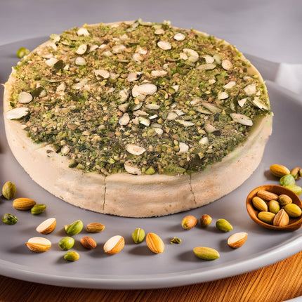 Andy Anand Deliciously Sugar Free Pistachios Almond Cheesecake - Made with California Almonds, Best Cheese Cake Near Me For Thanksgiving Celebrations & Dessert Lovers (2 lbs)