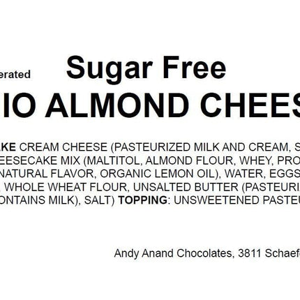 Andy Anand Deliciously Sugar Free Pistachios Almond Cheesecake - Made with California Almonds, Best Cheese Cake Near Me For Thanksgiving Celebrations & Dessert Lovers (2 lbs)
