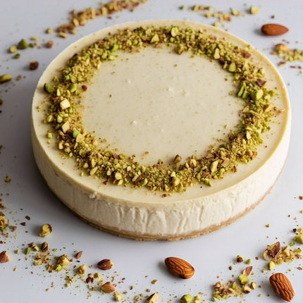 Andy Anand Deliciously Sugar Free Pistachios Almond Cheesecake - Made with California Almonds, Best Cheese Cake Near Me For Thanksgiving Celebrations & Dessert Lovers (2 lbs)