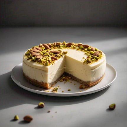 Andy Anand Deliciously Sugar Free Pistachios Almond Cheesecake - Made with California Almonds, Best Cheese Cake Near Me For Thanksgiving Celebrations & Dessert Lovers (2 lbs)