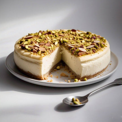 Andy Anand Deliciously Sugar Free Pistachios Almond Cheesecake - Made with California Almonds, Best Cheese Cake Near Me For Thanksgiving Celebrations & Dessert Lovers (2 lbs)